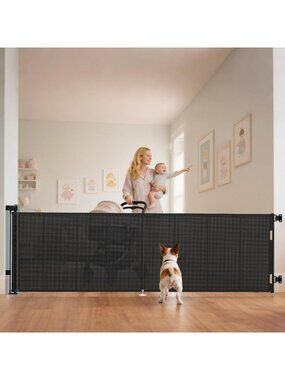 Miumoon 120 inch Reinforced Retractable Baby Gates 34 inch Tall